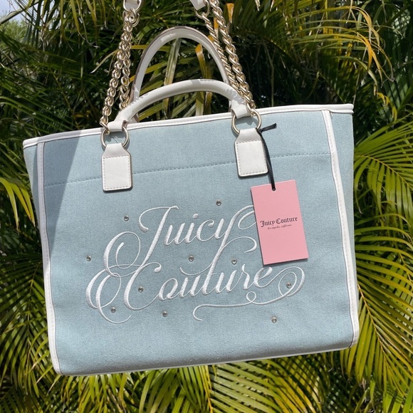 Juicy Couture Blue Denim Beach Tote Bag - Picture 2 of 12
